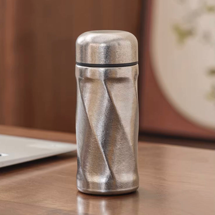 ARCFLINT Pure Titanium Rotating Thermos Cup with Lid 200ml – Compact Insulated Mug