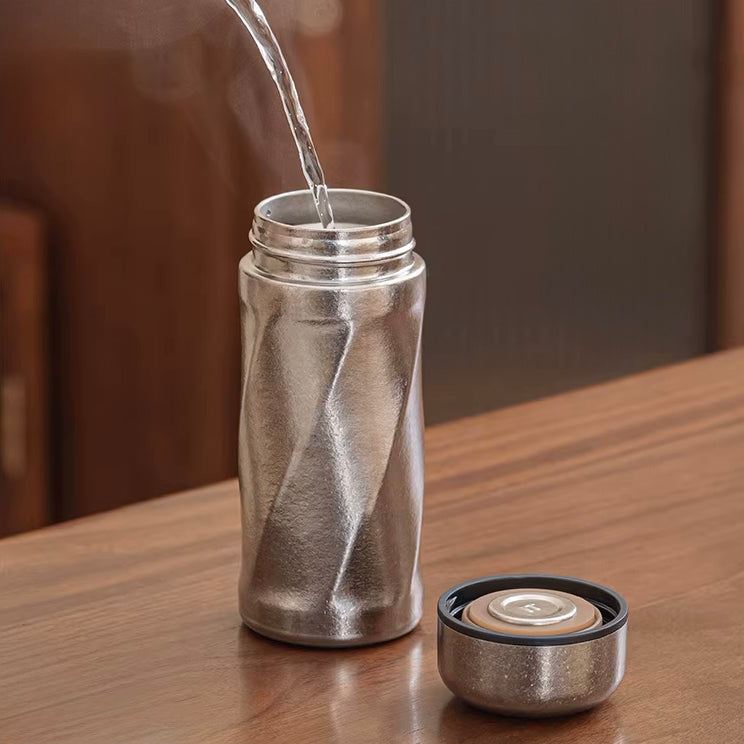 ARCFLINT Pure Titanium Rotating Thermos Cup with Lid 200ml – Compact Insulated Mug