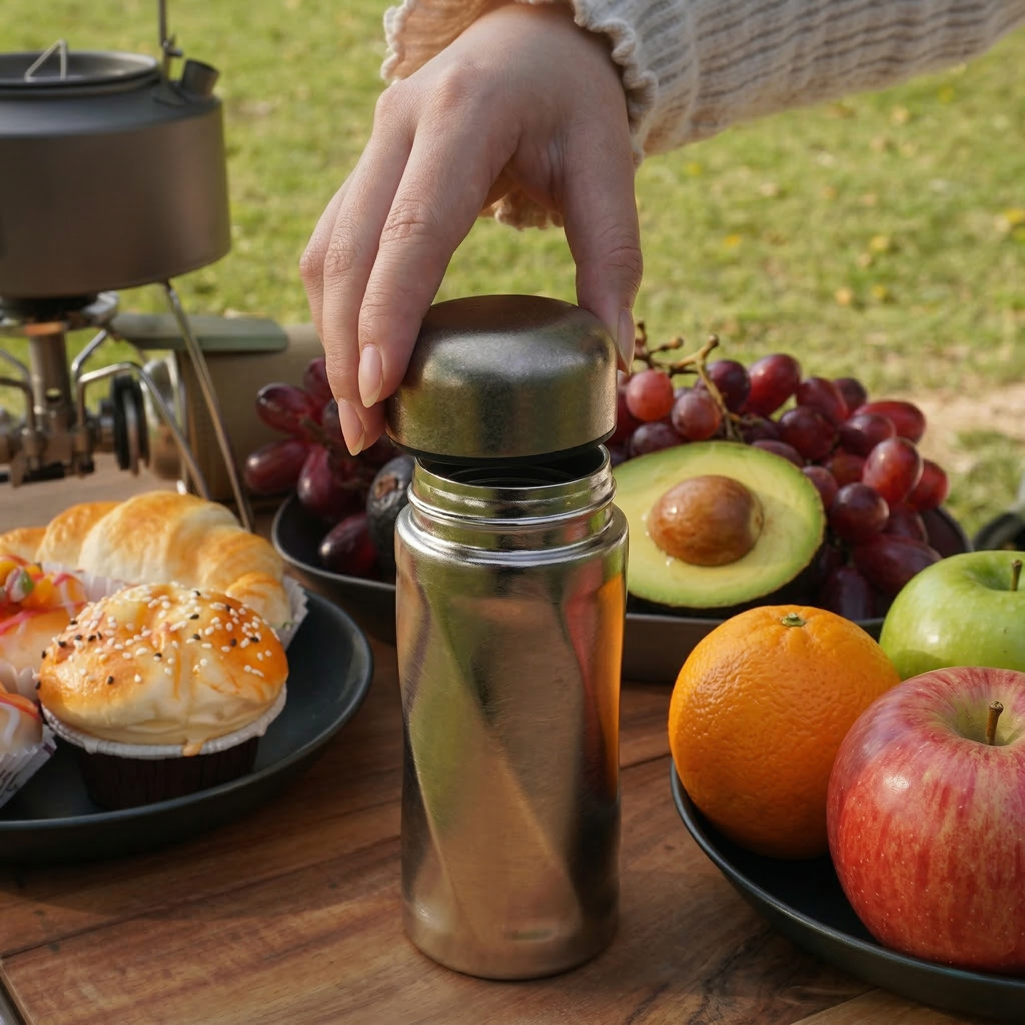 ARCFLINT Pure Titanium Rotating Thermos Cup with Lid 200ml – Compact Insulated Mug