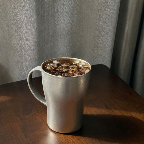 ARCFLINT "Frost" Pure Titanium Everyday Tumbler 350ml – Ice-Flower Texture with Ergonomic Handle