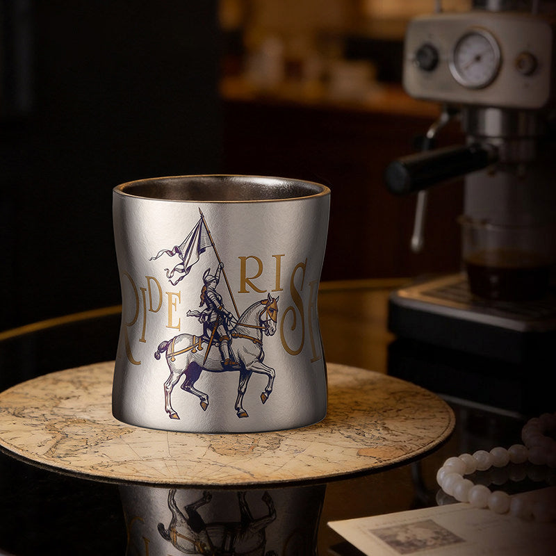 ARCFLINT Knight Series Double-walled Pure Titanium Cup 260ml – Engraved Medieval Armor Mug