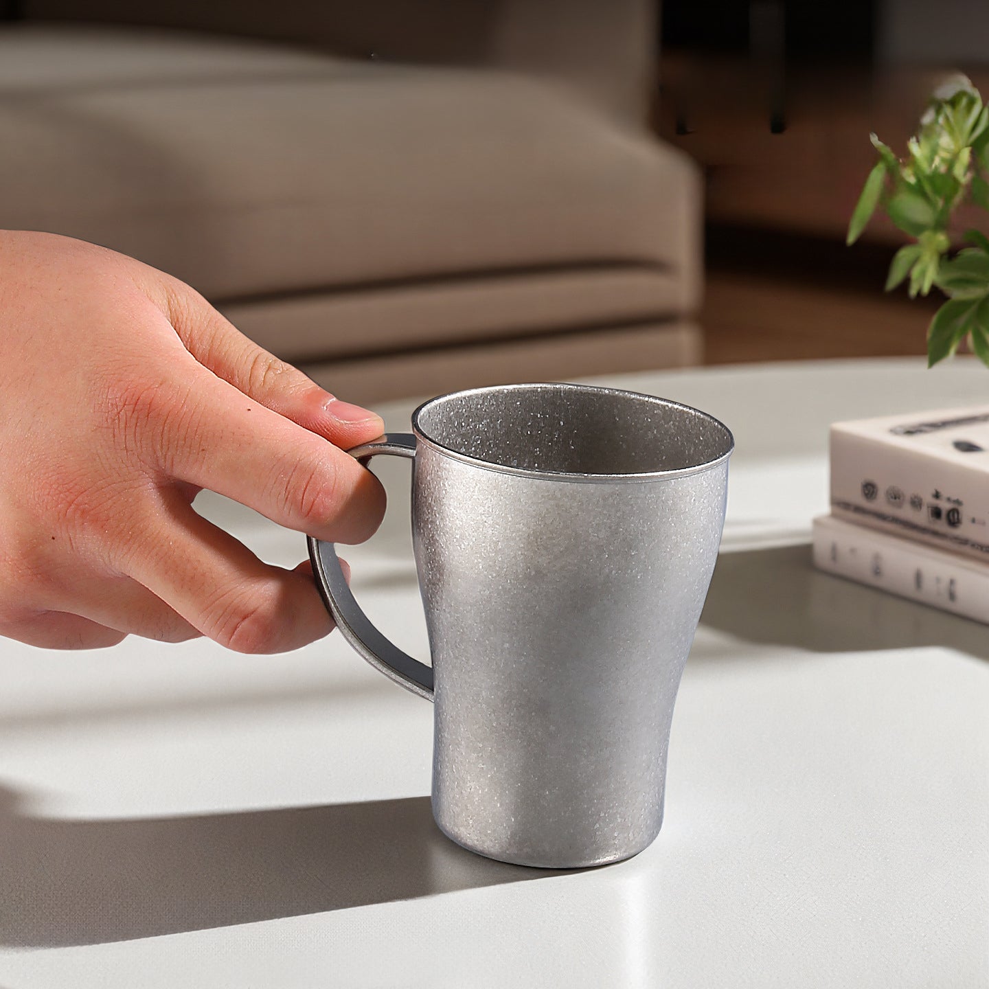 ARCFLINT "Frost" Pure Titanium Everyday Tumbler 350ml – Ice-Flower Texture with Ergonomic Handle
