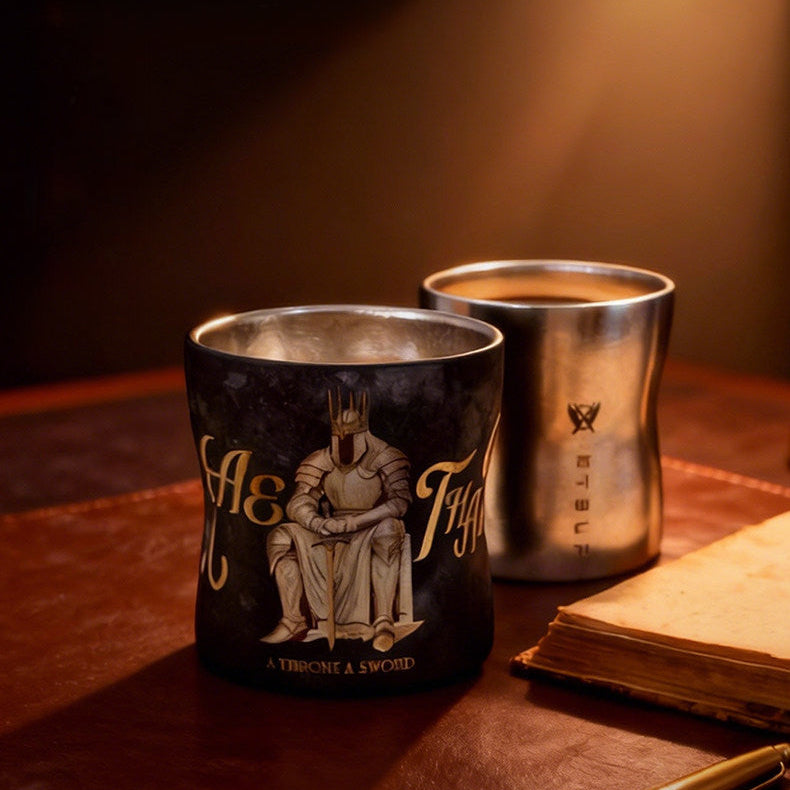 ARCFLINT King Series Double-walled Pure Titanium Cup 260ml – Engraved Crown Mug