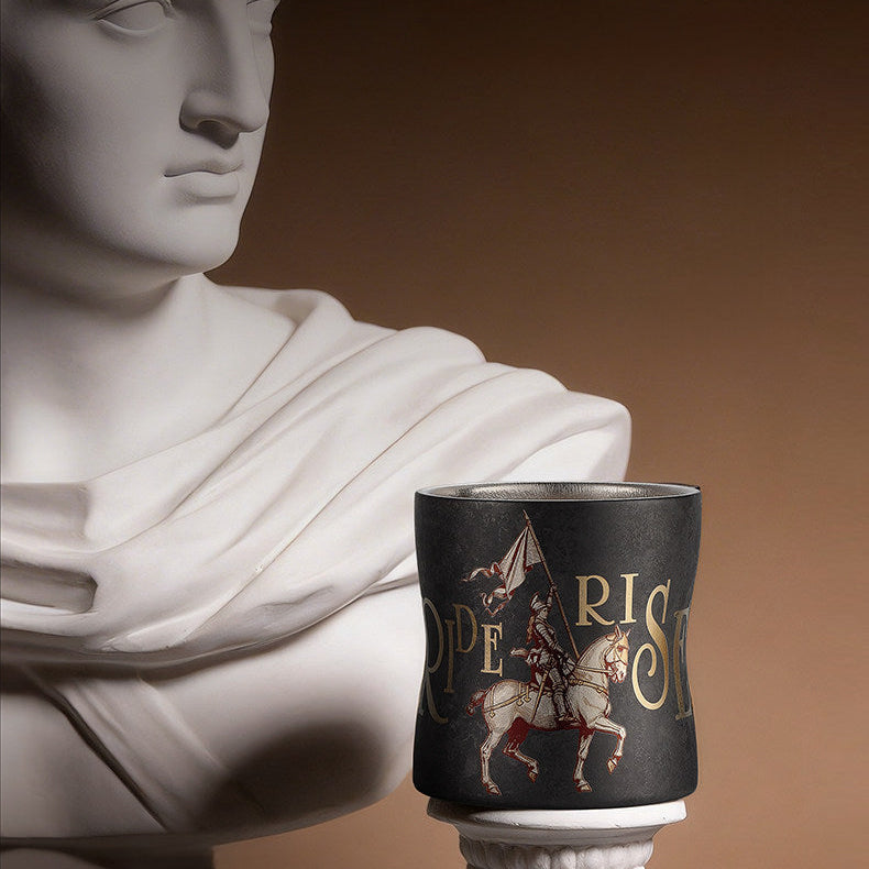 ARCFLINT Knight Series Double-walled Pure Titanium Cup 260ml – Engraved Medieval Armor Mug