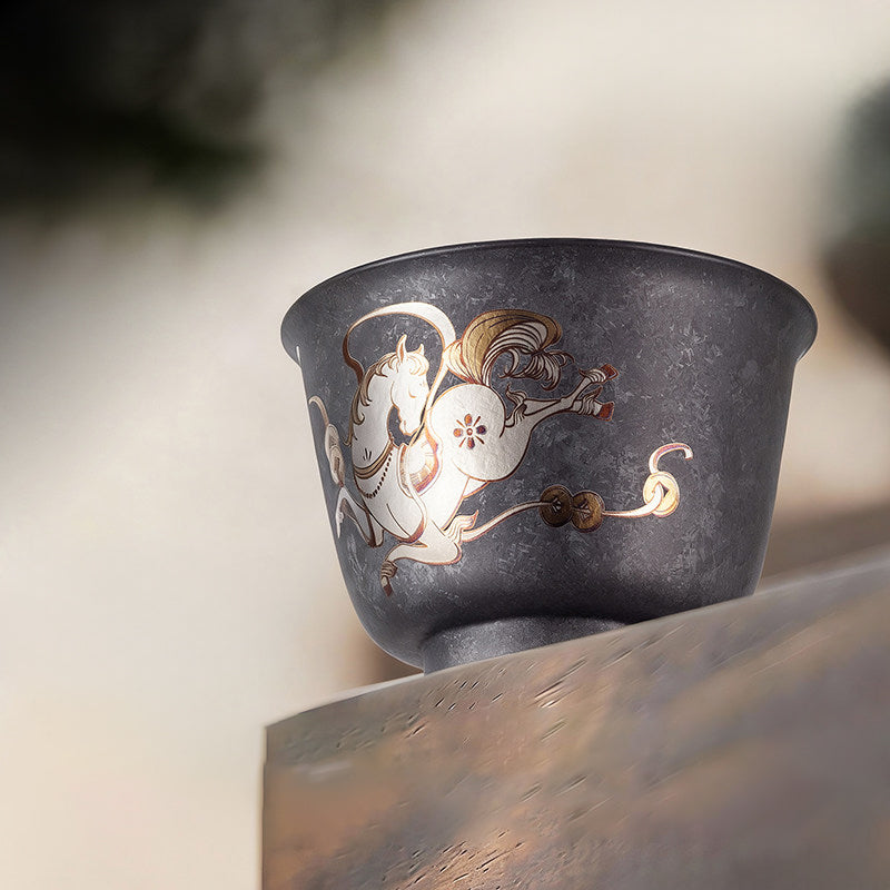 ARCFLINT Horse Series Double-walled Pure Titanium Cup 120ml – Engraved Art Motif