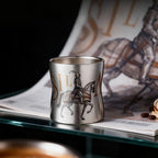 ARCFLINT Knight Series Double-walled Pure Titanium Cup 260ml – Engraved Knight Motif | Sculpted Waist Design