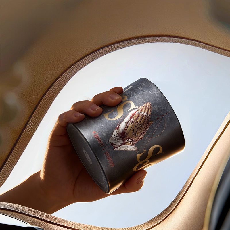 ARCFLINT Pray Series  Double-walled Pure Titanium Cup 260ml – Praying Hands Engraved Mug