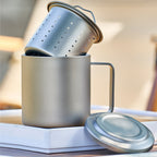 ARCFLINT The Alchemist Double-walled Pure Titanium Mug 450ml – 3-in-1 Tea Infuser, Coffee Cup & Everyday Mug | Masterpiece Series