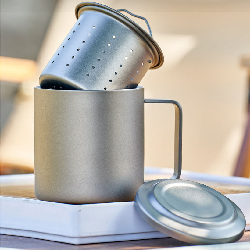 ARCFLINT The Alchemist Double-walled Pure Titanium Mug 450ml – 3-in-1 Tea Infuser, Coffee Cup & Everyday Mug | Masterpiece Series