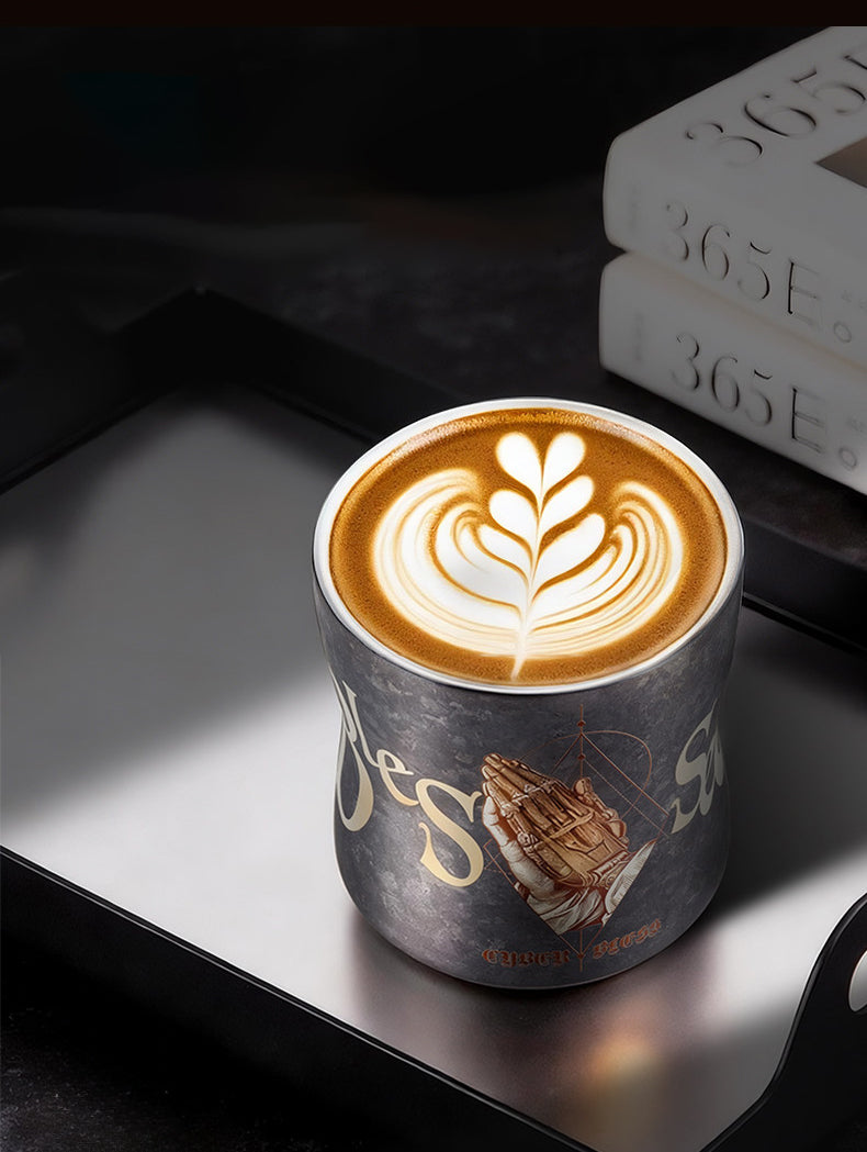 ARCFLINT Pray Series  Double-walled Pure Titanium Cup 260ml – Praying Hands Engraved Mug