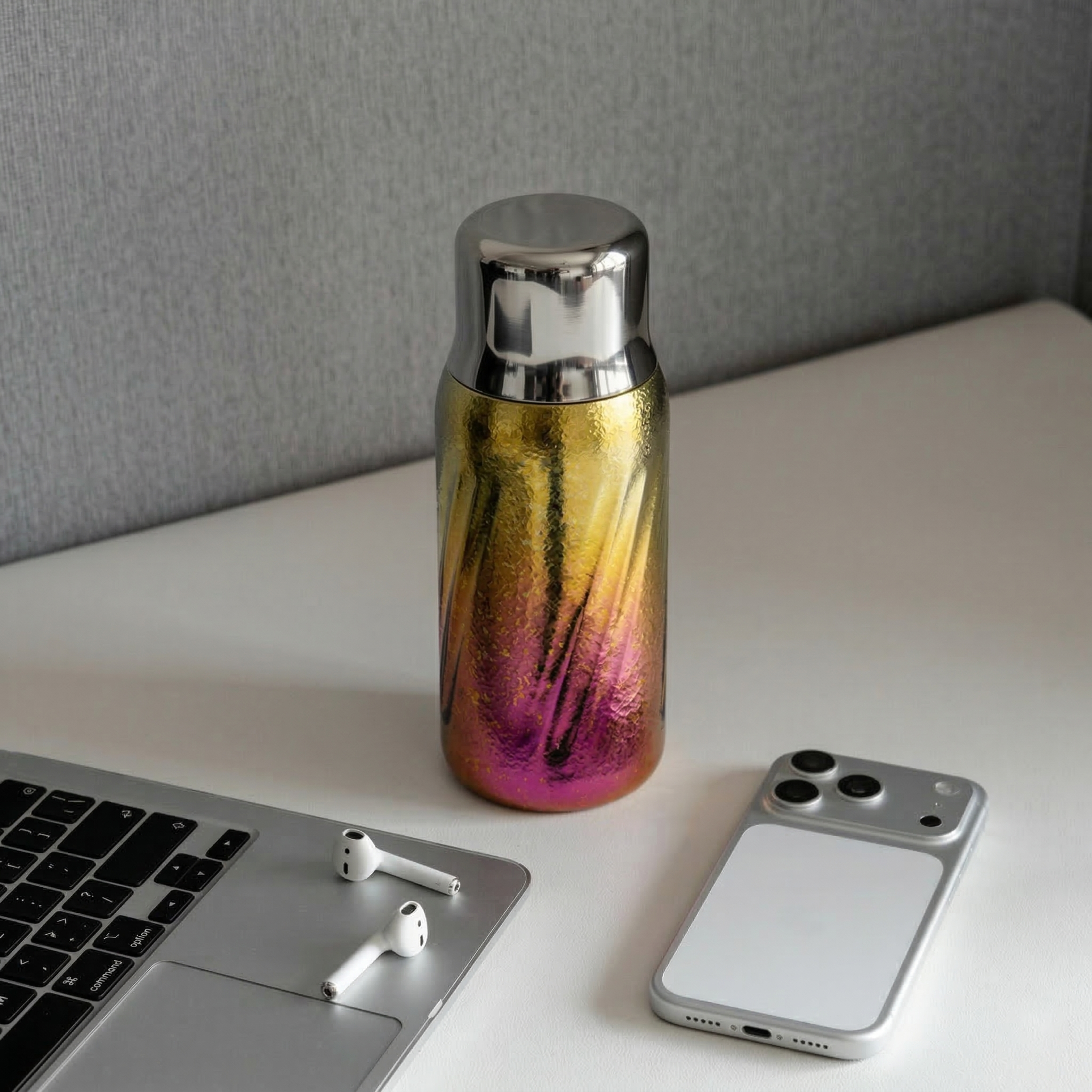 ARCFLINT Vortex Series Pure Titanium Cup 350ml – Spiral Texture Gradient Finish