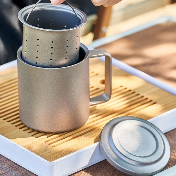 ARCFLINT The Alchemist Double-walled Pure Titanium Mug 450ml – 3-in-1 Tea Infuser, Coffee Cup & Everyday Mug | Masterpiece Series