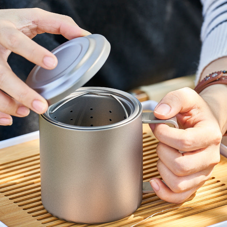 ARCFLINT The Alchemist Double-walled Pure Titanium Mug 450ml – 3-in-1 Tea Infuser, Coffee Cup & Everyday Mug | Masterpiece Series
