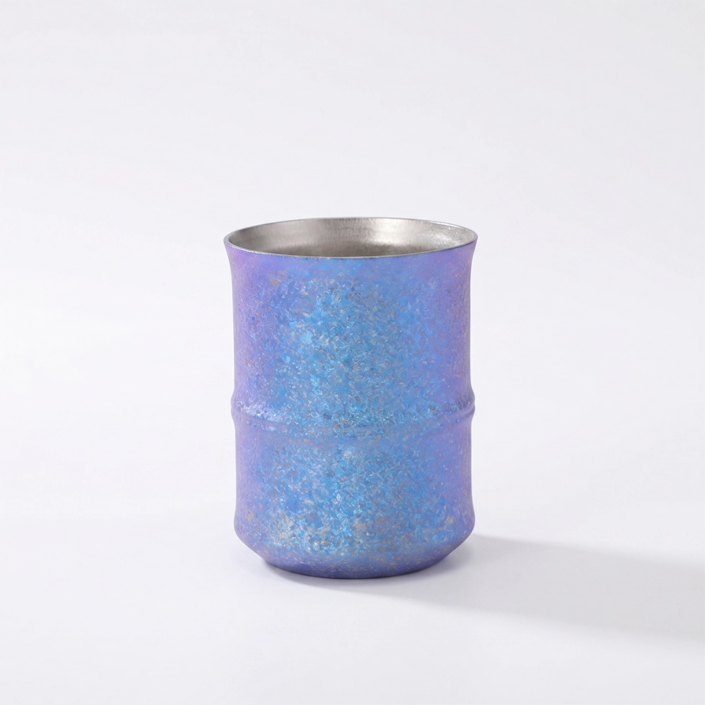 Arcflint Ridge 260ml Double-Walled Crystal Titanium Cup – Minimalist Geometric Aesthetic Drinkware