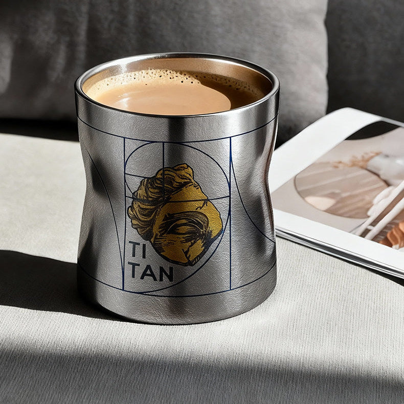 ARCFLINT David Series Double-walled Pure Titanium Cup 260ml – Renaissance Art Engraved Mug