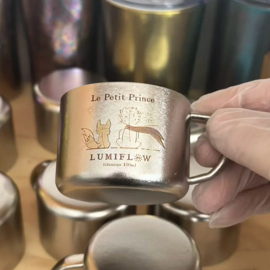 ARCFLINT "Starlight" Double-walled Pure Titanium Small Brew Cup – Titanium Forging Texture | 100ml / 220ml