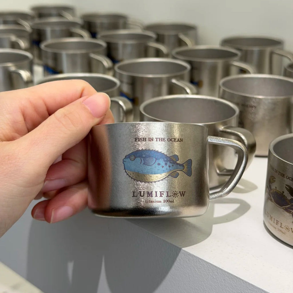 ARCFLINT Starlight Animals – Pufferfish Double-walled Pure Titanium Mini Mug 100ml