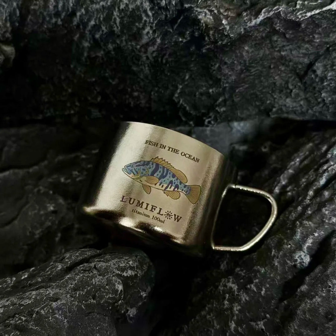 ARCFLINT Starlight Animals – Grouper Double-walled Pure Titanium Mini Mug 100ml