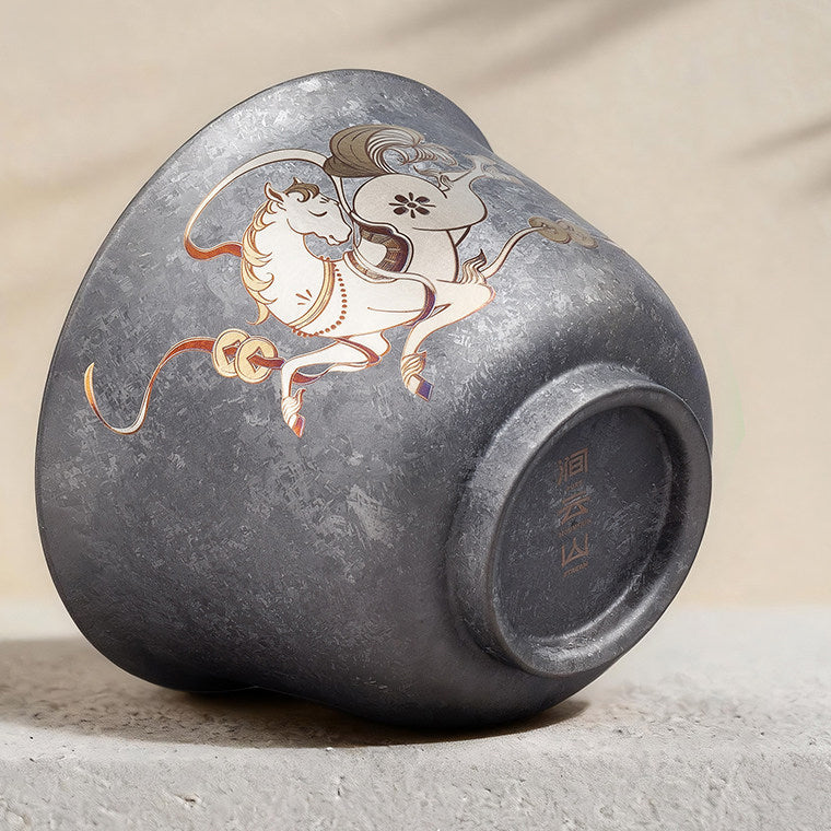 ARCFLINT Horse Series Double-walled Pure Titanium Cup 120ml – Engraved Art Motif