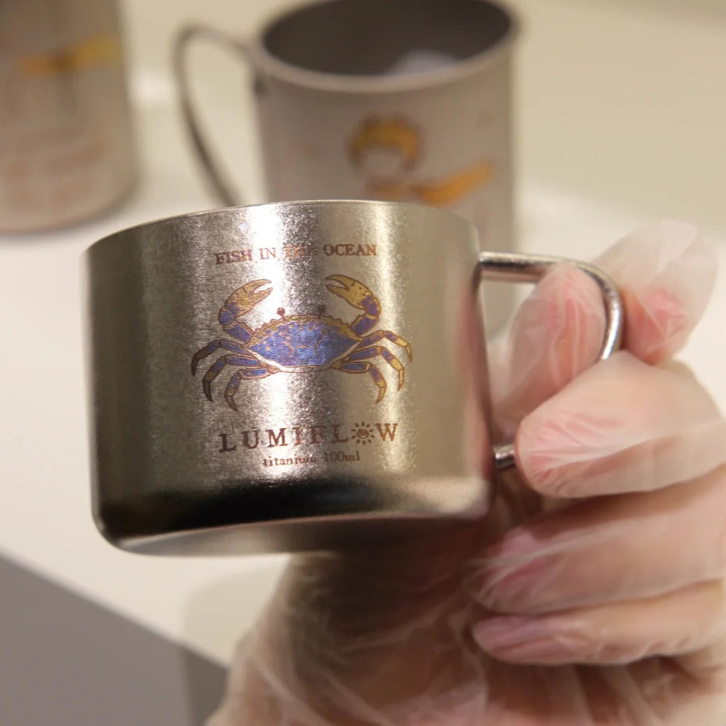 ARCFLINT Starlight Animals – Blue Crab Double-walled Pure Titanium Mini Mug 100ml