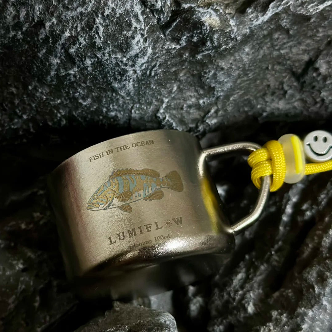 ARCFLINT Starlight Animals – Grouper Double-walled Pure Titanium Mini Mug 100ml