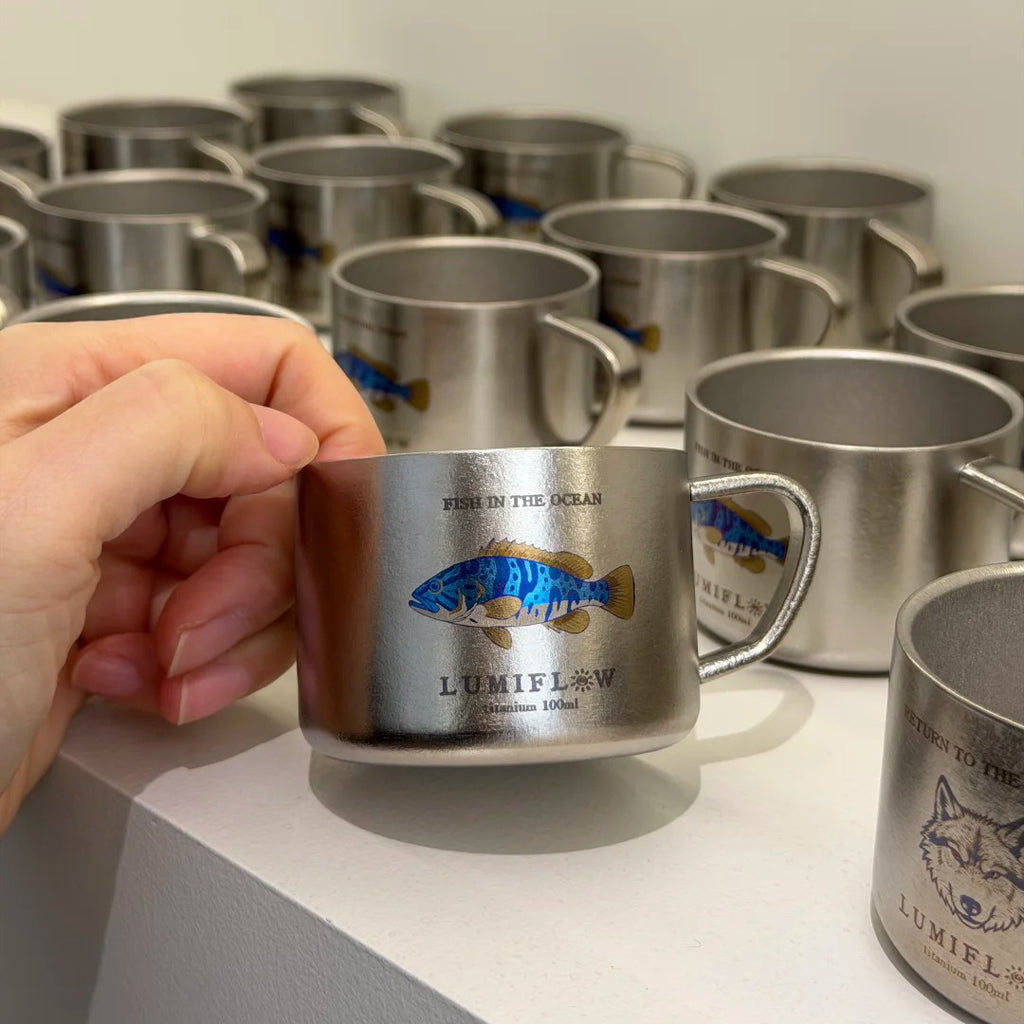 ARCFLINT Starlight Animals – Grouper Double-walled Pure Titanium Mini Mug 100ml