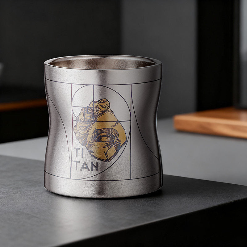 ARCFLINT David Series Double-walled Pure Titanium Cup 260ml – Renaissance Art Engraved Mug