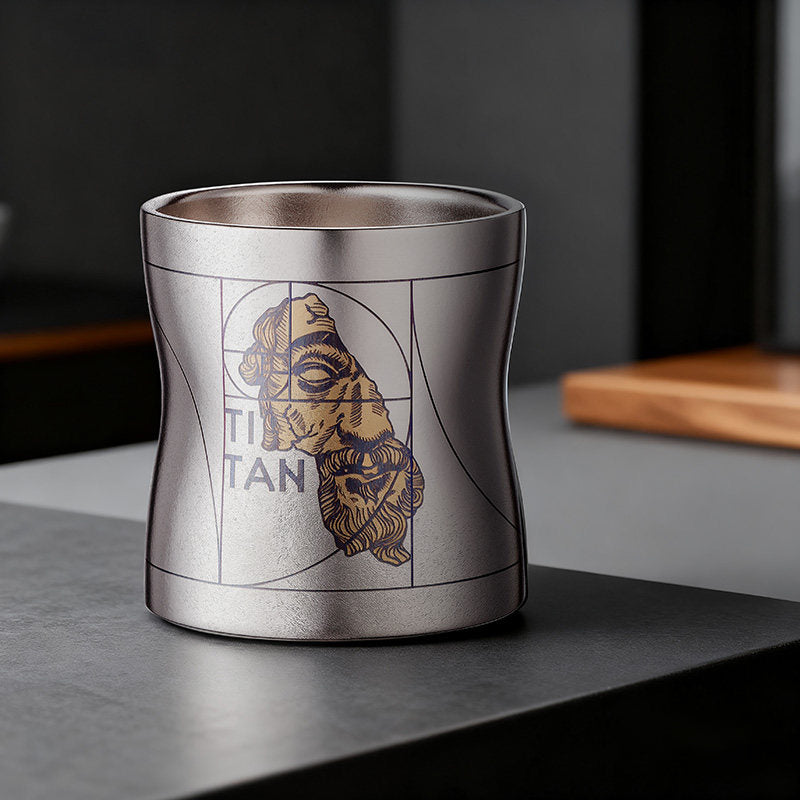 ARCFLINT David Series Double-walled Pure Titanium Cup 260ml – Renaissance Art Engraved Mug