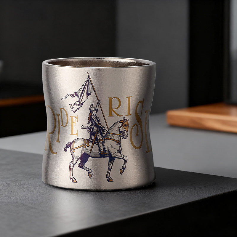 ARCFLINT Knight Series Double-walled Pure Titanium Cup 260ml – Engraved Medieval Armor Mug