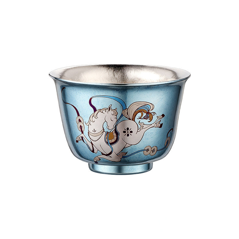 ARCFLINT Horse Series Double-walled Pure Titanium Cup 120ml – Engraved Art Motif