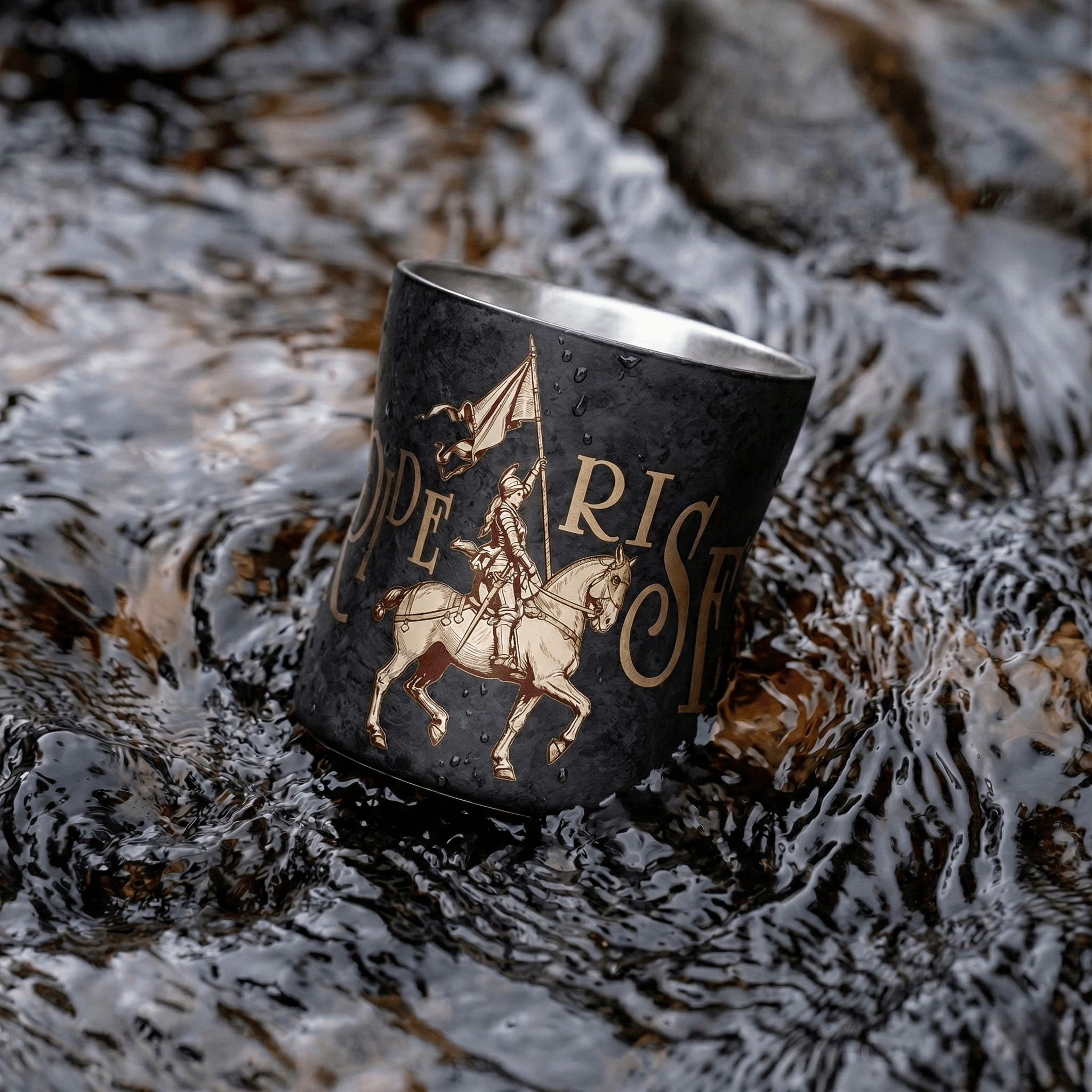 ARCFLINT Knight Series Double-walled Pure Titanium Cup 260ml – Engraved Medieval Armor Mug