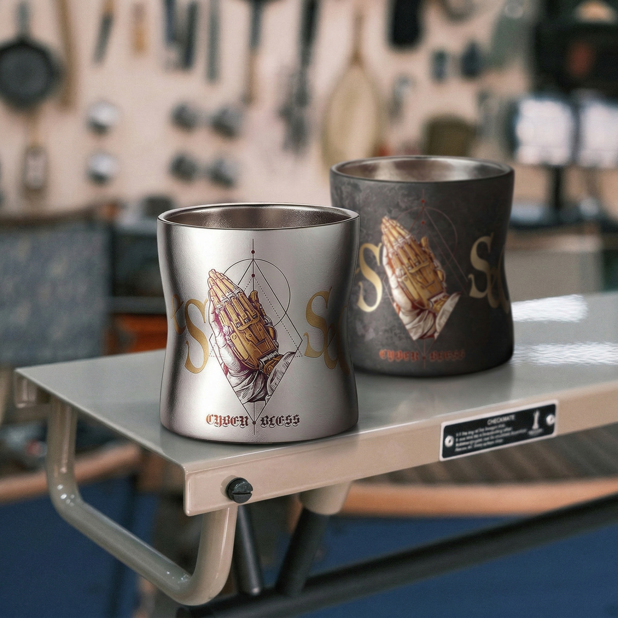 ARCFLINT Pray Series  Double-walled Pure Titanium Cup 260ml – Praying Hands Engraved Mug