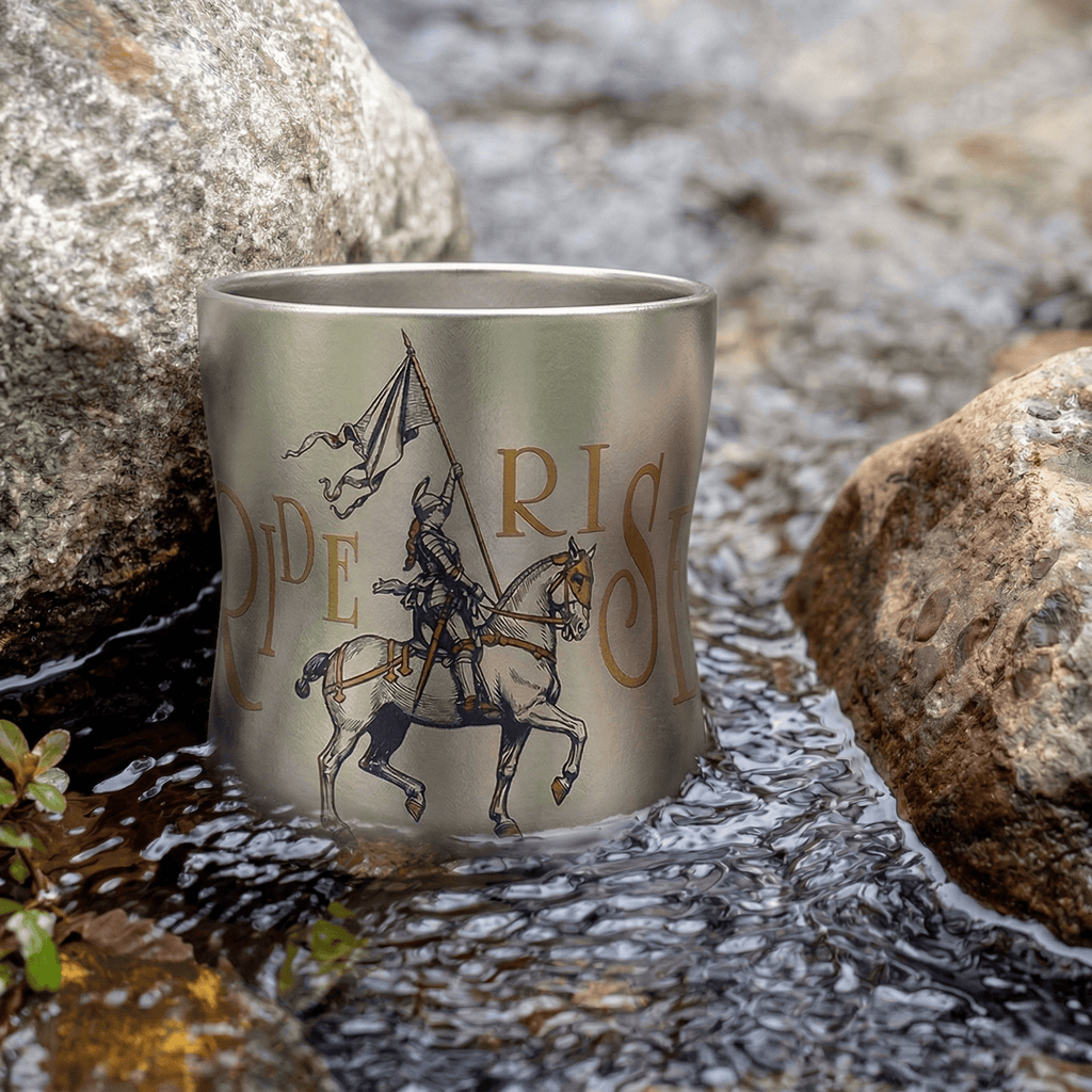 ARCFLINT Knight Series Double-walled Pure Titanium Cup 260ml – Engraved Medieval Armor Mug