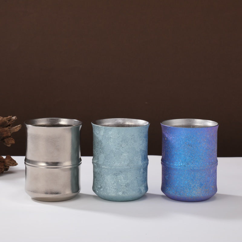 Arcflint Ridge 260ml Double-Walled Crystal Titanium Cup – Minimalist Geometric Aesthetic Drinkware