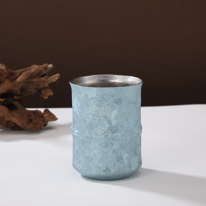 Arcflint Ridge 260ml Double-Walled Crystal Titanium Cup – Minimalist Geometric Aesthetic Drinkware