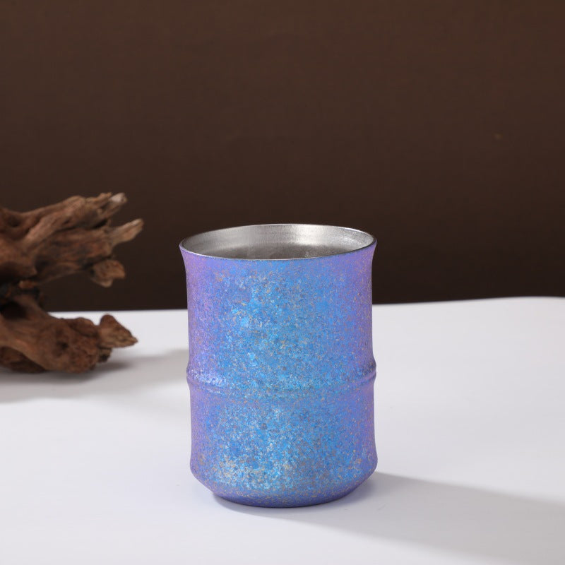 Arcflint Ridge 260ml Double-Walled Crystal Titanium Cup – Minimalist Geometric Aesthetic Drinkware