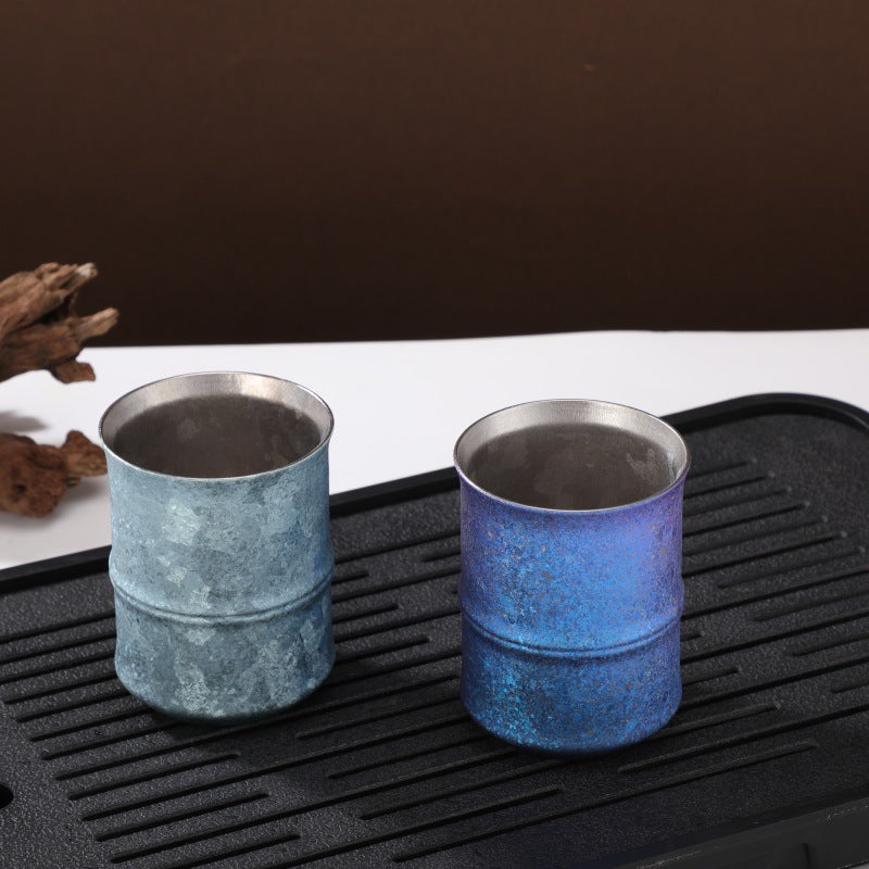 Arcflint Ridge 260ml Double-Walled Crystal Titanium Cup – Minimalist Geometric Aesthetic Drinkware