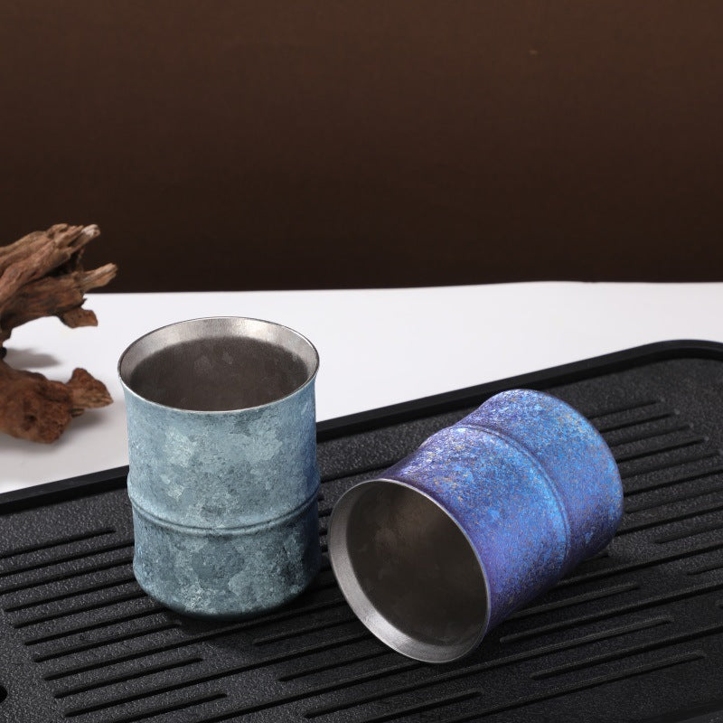 Arcflint Ridge 260ml Double-Walled Crystal Titanium Cup – Minimalist Geometric Aesthetic Drinkware
