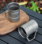 ARCFLINT "Titanium Barrel" Pure Titanium Mug 500ml – Vintage Industrial Ribbed Design