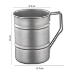 ARCFLINT "Titanium Barrel" Pure Titanium Mug 500ml – Vintage Industrial Ribbed Design