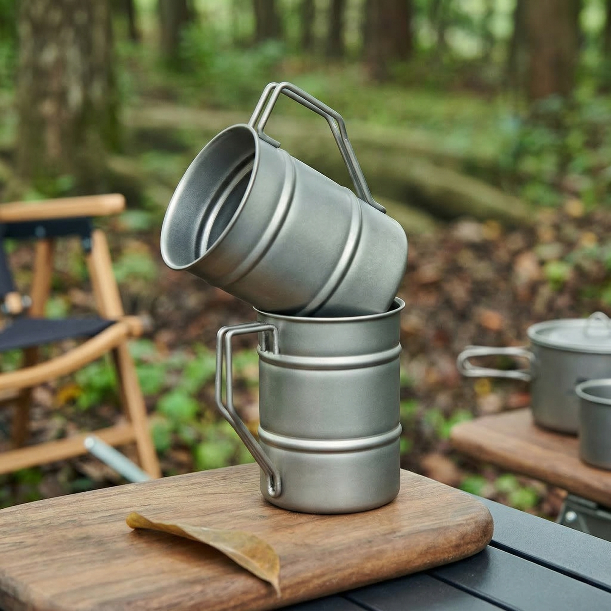 ARCFLINT "Titanium Barrel" Pure Titanium Mug 500ml – Vintage Industrial Ribbed Design