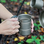 ARCFLINT "Titanium Barrel" Pure Titanium Mug 500ml – Vintage Industrial Ribbed Design