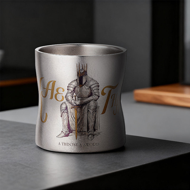 ARCFLINT King Series Double-walled Pure Titanium Cup 260ml – Engraved Crown Mug