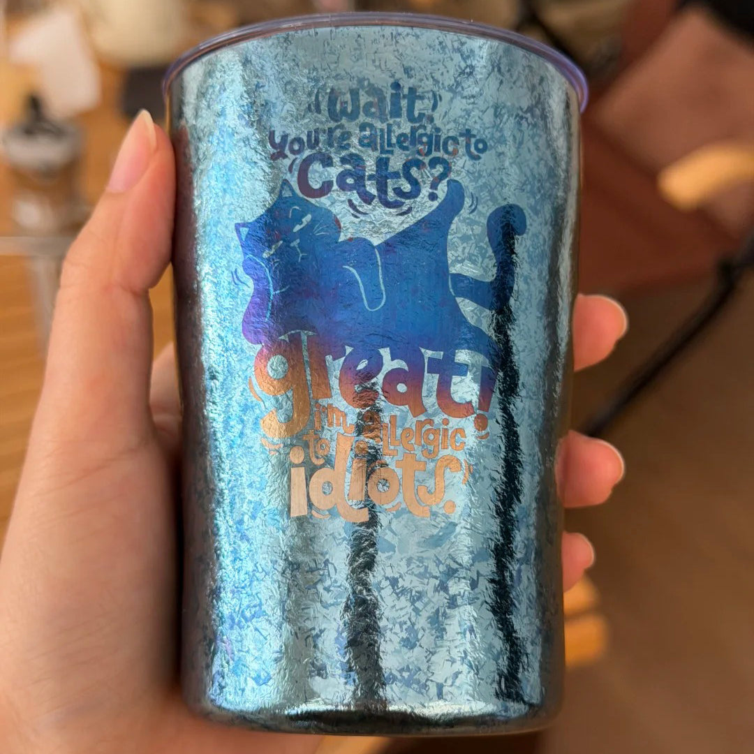 ARCFLINT "Vivid Wit" Series – The Puffy Rebel Cat Double-walled Pure Titanium Mug 300ml