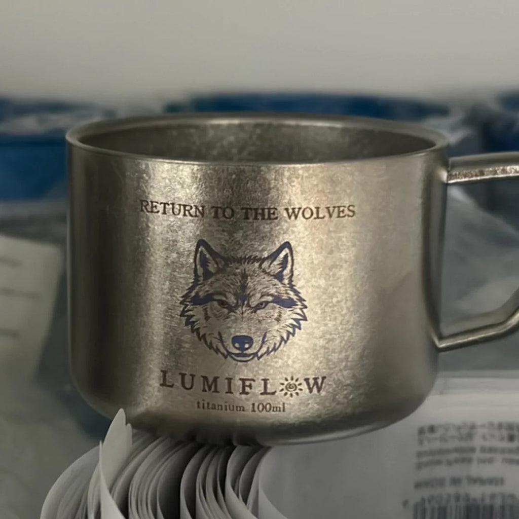 ARCFLINT Starlight Animals – Wolf Double-walled Pure Titanium Mini Mug 100ml