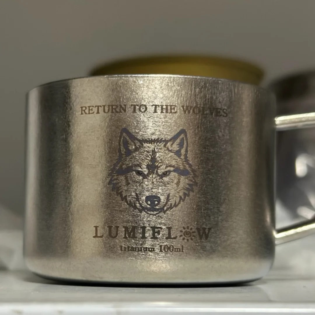 ARCFLINT Starlight Animals – Wolf Double-walled Pure Titanium Mini Mug 100ml