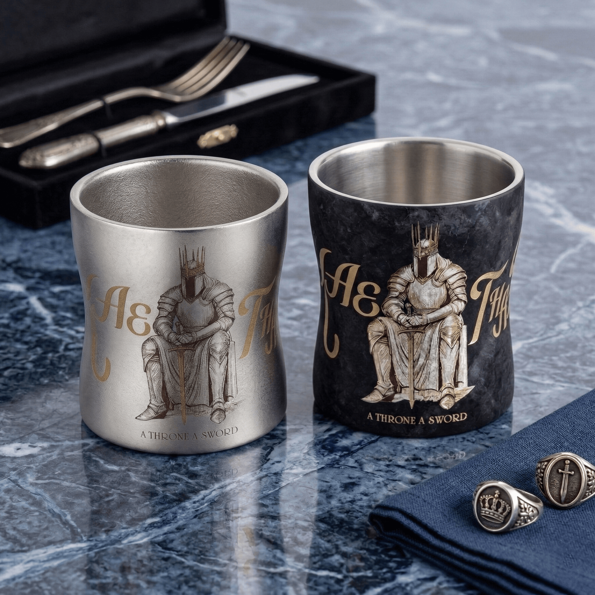 ARCFLINT King Series Double-walled Pure Titanium Cup 260ml – Engraved Crown Mug